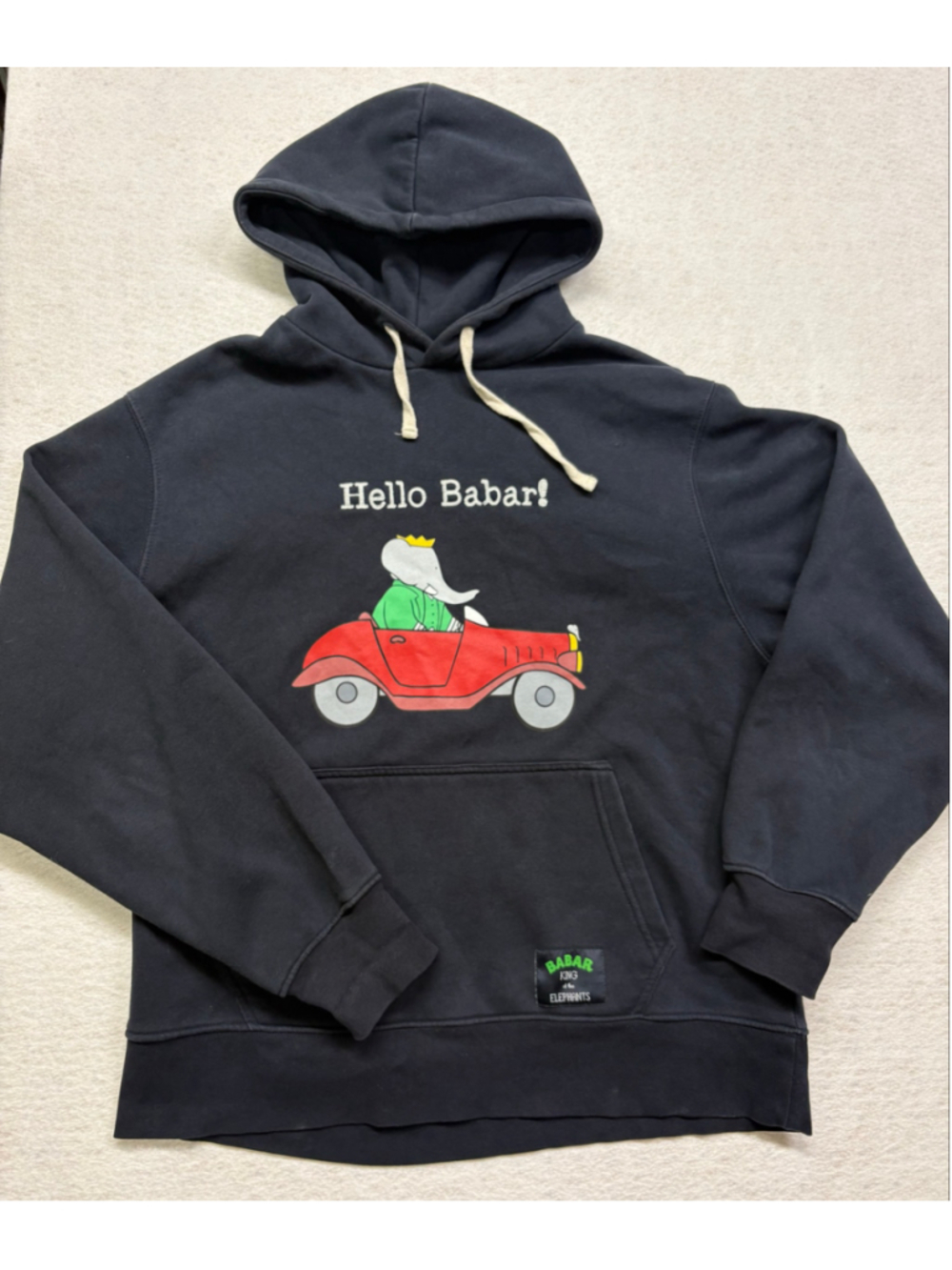 Zara x Babar the Elephant Hoodie Graphic Sweatshirt Black Car Size L